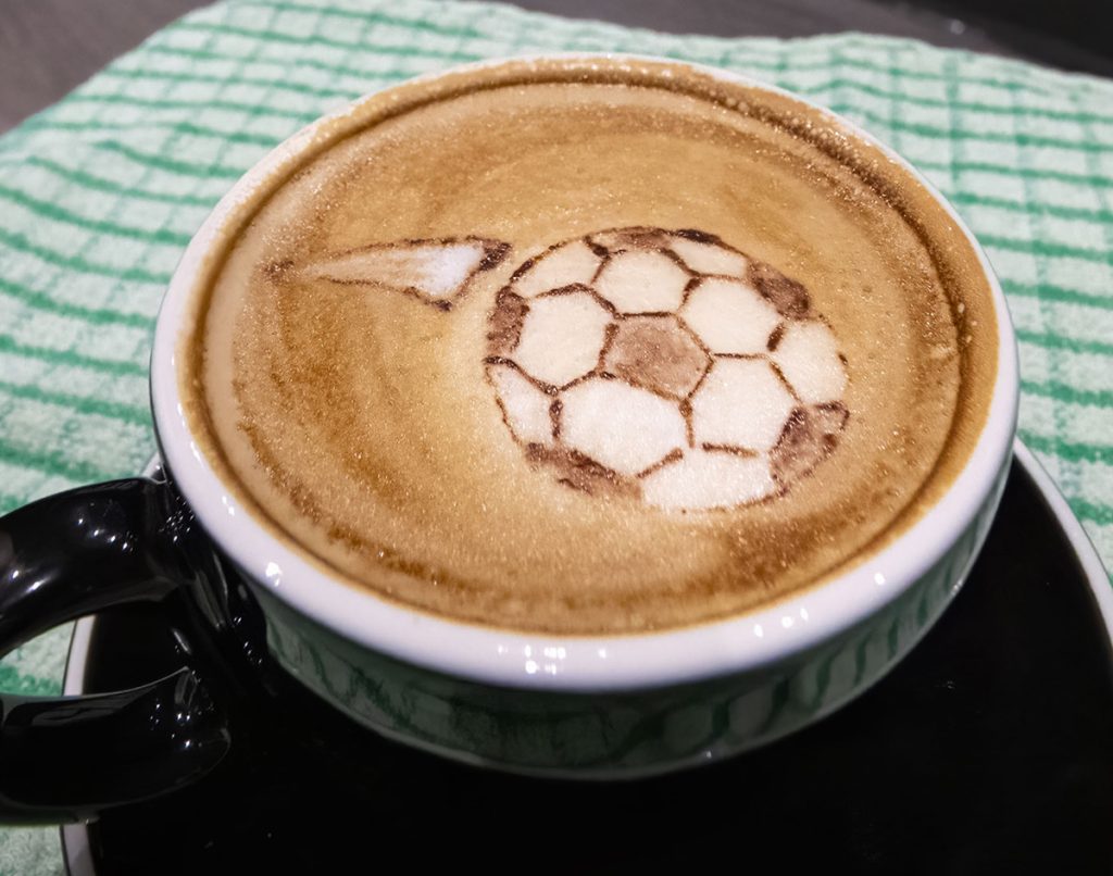 Pitchside cafe football coffee art
